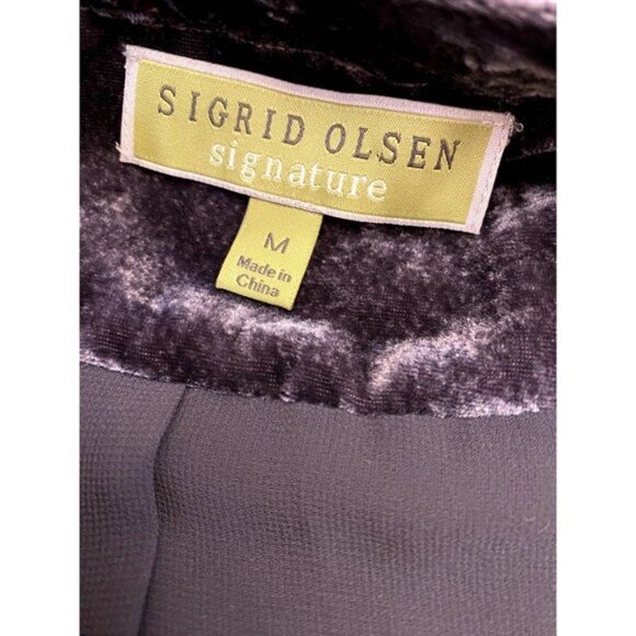 Sigrid Olsen Signature Gray Floral Embroidered Velvet Jacket Women's Sz M - Picture 3 of 12